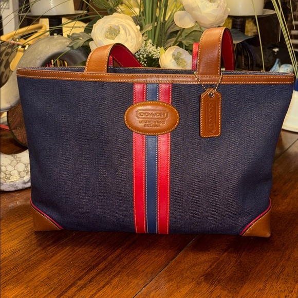 Coach Handbags - Vintage Coach varsity stripe denim tote